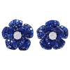 30ctw Invisibly Set Blue Sapphire Flower Stud Earrings