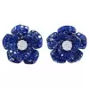 30ctw Invisibly Set Blue Sapphire Flower Stud Earrings