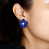 30ctw Invisibly Set Blue Sapphire Flower Stud Earrings