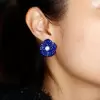 30ctw Invisibly Set Blue Sapphire Flower Stud Earrings