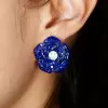 30ctw Invisibly Set Blue Sapphire Flower Stud Earrings