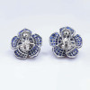 30ctw Invisibly Set Blue Sapphire Flower Stud Earrings