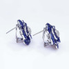 30ctw Invisibly Set Blue Sapphire Flower Stud Earrings