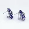 30ctw Invisibly Set Blue Sapphire Flower Stud Earrings