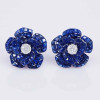 30ctw Invisibly Set Blue Sapphire Flower Stud Earrings