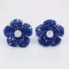 30ctw Invisibly Set Blue Sapphire Flower Stud Earrings