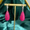 30ctw Invisible Set Ruby Waterdrop Dangle Earrings