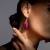 30ctw Invisible Set Ruby Waterdrop Dangle Earrings