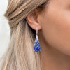 16ctw Blue Sapphire Paved Waterdrop Dangle Earrings