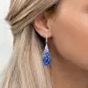 16ctw Blue Sapphire Paved Waterdrop Dangle Earrings