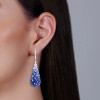 16ctw Blue Sapphire Paved Waterdrop Dangle Earrings