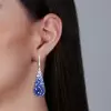 16ctw Blue Sapphire Paved Waterdrop Dangle Earrings