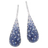 16ctw Blue Sapphire Paved Waterdrop Dangle Earrings