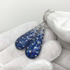 16ctw Blue Sapphire Paved Waterdrop Dangle Earrings