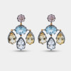 40ctw Multicolor Sapphire Two Tone Drop Earrings