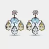 40ctw Multicolor Sapphire Two Tone Drop Earrings