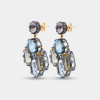 40ctw Multicolor Sapphire Two Tone Drop Earrings