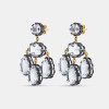 40ctw Multicolor Sapphire Two Tone Drop Earrings