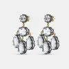 40ctw Multicolor Sapphire Two Tone Drop Earrings