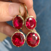 20ctw Oval Cut Ruby Vintage Drop Earrings