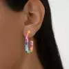 16ctw Multicolor Sapphire Rainbow Paperclip Link Hoop Earrings