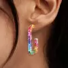 16ctw Multicolor Sapphire Rainbow Paperclip Link Hoop Earrings