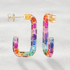16ctw Multicolor Sapphire Rainbow Paperclip Link Hoop Earrings