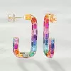 16ctw Multicolor Sapphire Rainbow Paperclip Link Hoop Earrings