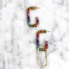 16ctw Multicolor Sapphire Rainbow Paperclip Link Hoop Earrings