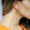 16ctw Multicolor Sapphire Rainbow Paperclip Link Hoop Earrings