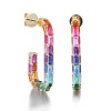16ctw Multicolor Sapphire Rainbow Paperclip Link Hoop Earrings