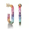 16ctw Multicolor Sapphire Rainbow Paperclip Link Hoop Earrings