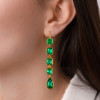 30ctw Pear and Cushion Cut Emerald Vintage Drop Earrings