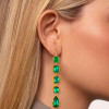 30ctw Pear and Cushion Cut Emerald Vintage Drop Earrings
