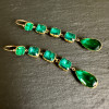 30ctw Pear and Cushion Cut Emerald Vintage Drop Earrings