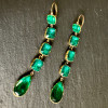 30ctw Pear and Cushion Cut Emerald Vintage Drop Earrings