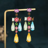 46ctw Multi-cut Multicolor Sapphire Large Statement Earrings