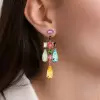 46ctw Multi-cut Multicolor Sapphire Large Statement Earrings