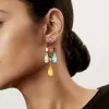 46ctw Multi-cut Multicolor Sapphire Large Statement Earrings