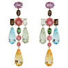 46ctw Multi-cut Multicolor Sapphire Large Statement Earrings