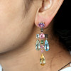 46ctw Multi-cut Multicolor Sapphire Large Statement Earrings
