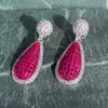 15ctw Vintage Princess Cut Ruby Invisible Setting Earrings