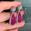 15ctw Vintage Princess Cut Ruby Invisible Setting Earrings