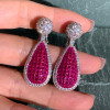 15ctw Vintage Princess Cut Ruby Invisible Setting Earrings