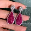 15ctw Vintage Princess Cut Ruby Invisible Setting Earrings
