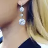 12.5ct Round Cut White Sapphire Drop Earrings