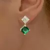 10.5ctw Asscher Cut Mismatch Drop Earrings in Gold