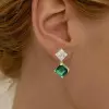 10.5ctw Asscher Cut Mismatch Drop Earrings in Gold