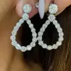 Round Cut White Sapphire Drop Earrings