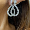 Round Cut White Sapphire Drop Earrings